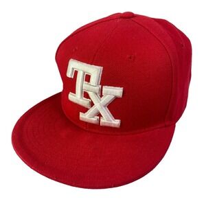 Pit Bull Texas TX Baseball Cap Red White Fitted Flat Bill Embroidered Hat‎ Large